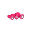 3 PIECES BUTT PLUG SET WITH CRYSTAL SILICONE PINK