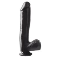 Basix Rubber Works 25,4 cm Dong and Testicles with Suction Cup - Colour Black