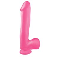 Basix Rubber Works 25,4 cm Dong and Testicles with Suction Cup - Colour Pink