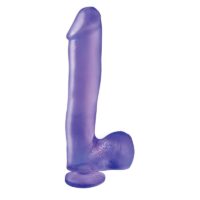 Basix Rubber Works 25,4 cm Dong and Testicles with Suction Cup - Colour Purple