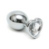 BUTT PLUG PLATED STEEL CRYSTAL HEART TRANSPARENT