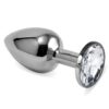 BUTT PLUG SILVER ROSEBUD CLASSIC WITH CLEAR JEWEL SIZE S