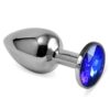 BUTT PLUG SILVER ROSEBUD CLASSIC WITH DARKBLUE JEWEL SIZE S