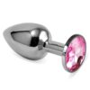 BUTT PLUG SILVER ROSEBUD CLASSIC WITH PINK JEWEL SIZE S