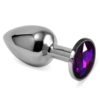 BUTT PLUG SILVER ROSEBUD CLASSIC WITH PURPLE JEWEL SIZE S