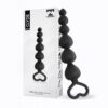CLYDE BEADED BUTT PLUG WITH EASY PULL RING SILICONE BLACK