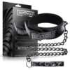 COLLAR WITH LEASH SAPPHIRE VEGAN LEATHER
