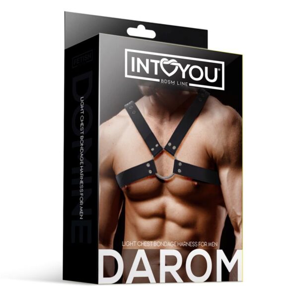DAROM MALE CHEST BONDAGE HARNESS VEGAN LEATHER - IMAGE 3