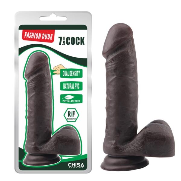 DILDO DUAL DENSITY FASHION DUDE 7.9 BROWN - IMAGE 2
