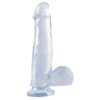 DILDO WITH TESTICLES AND SUCTION CUP CLEAR 19 CM