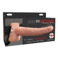 Elastic Strap-On with 9 Hollow Dildo 10 Functions USB Flesh