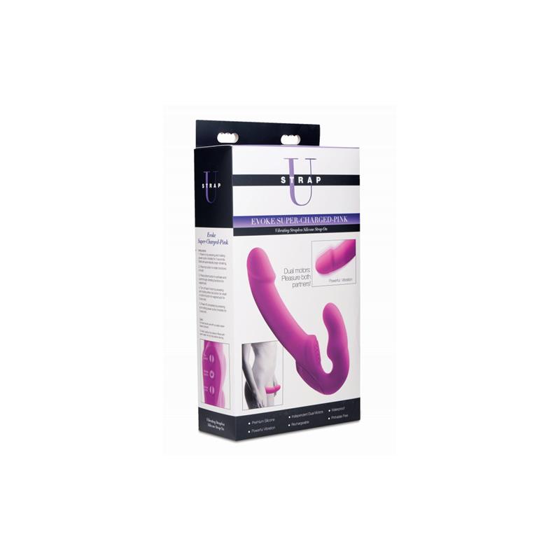 Evoke Vibrating Strap-On Pink waterproof design