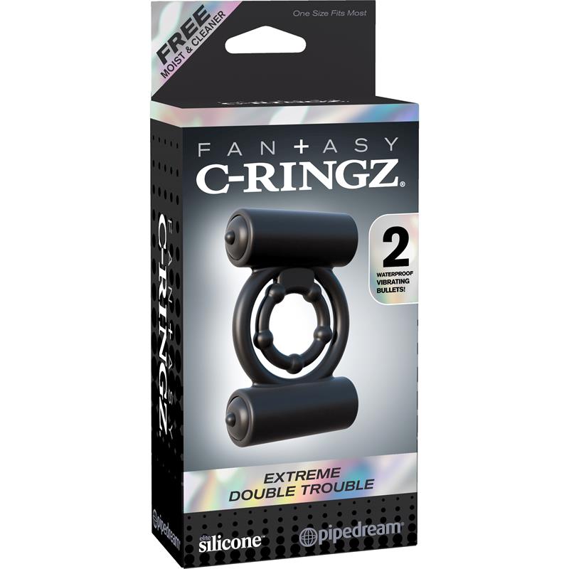 FANTASY C-RINGZ EXTREME DOUBLE TROUBLE BLACK 2 FANTASY C-RINGZ EXTREME DOUBLE TROUBLE BLACK - IMAGE 2