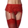 GARTER BELT WITH THONG AND STOCKINGS RED