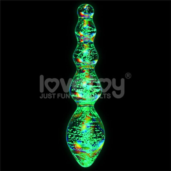 GLOW IN THE DARK GLASS DILDO DARK TWILIGHT GLEAM TANTALIZING ORBS - IMAGE 2