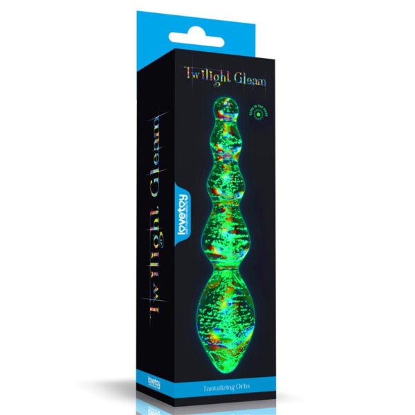 GLOW IN THE DARK GLASS DILDO DARK TWILIGHT GLEAM TANTALIZING ORBS - IMAGE 3