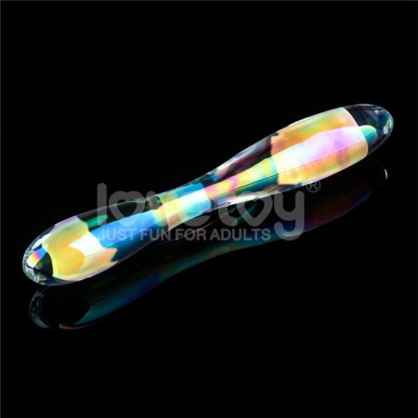 GLOW IN THE DARK GLASS DILDO TWILIGHT GLEAM DOUBLE DELIGHT - IMAGE 2