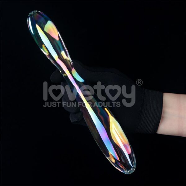 GLOW IN THE DARK GLASS DILDO TWILIGHT GLEAM DOUBLE DELIGHT