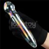 GLOW IN THE DARK GLASS DILDO TWILIGHT GLEAM PRISM GLASS