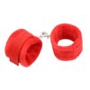 HANDCUFFS WITH VELCRO WITH LONG FUR RED