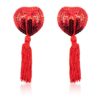 HEART SEQUIN NIPPLE COVER WITH TASSEL RED