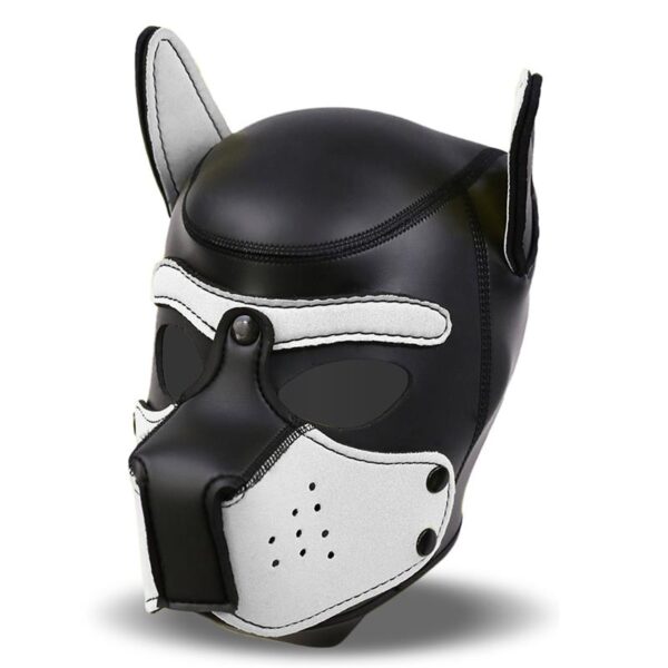 HOUND NEOPRENE DOG HOOD WITH REMOVABLE MUZZLE WHITE/BLACK ONE SIZE - IMAGE 2
