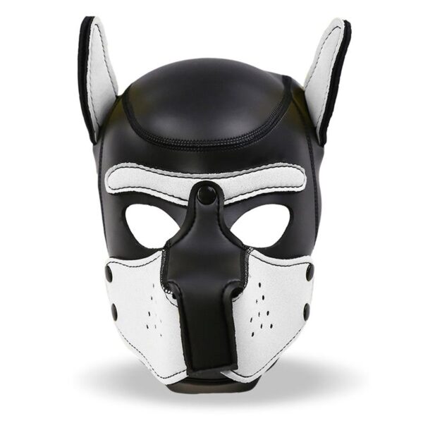 HOUND NEOPRENE DOG HOOD WITH REMOVABLE MUZZLE WHITE/BLACK ONE SIZE - IMAGE 3
