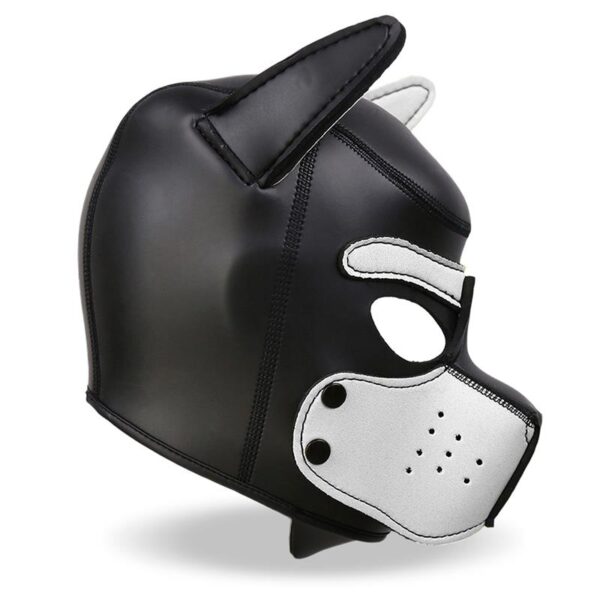 HOUND NEOPRENE DOG HOOD WITH REMOVABLE MUZZLE WHITE/BLACK ONE SIZE - IMAGE 4