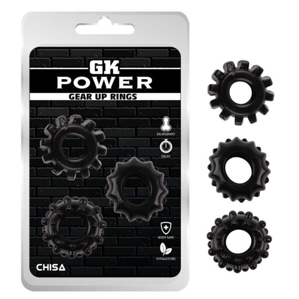 KIT 3 COCK RING GEAR UP BLACK