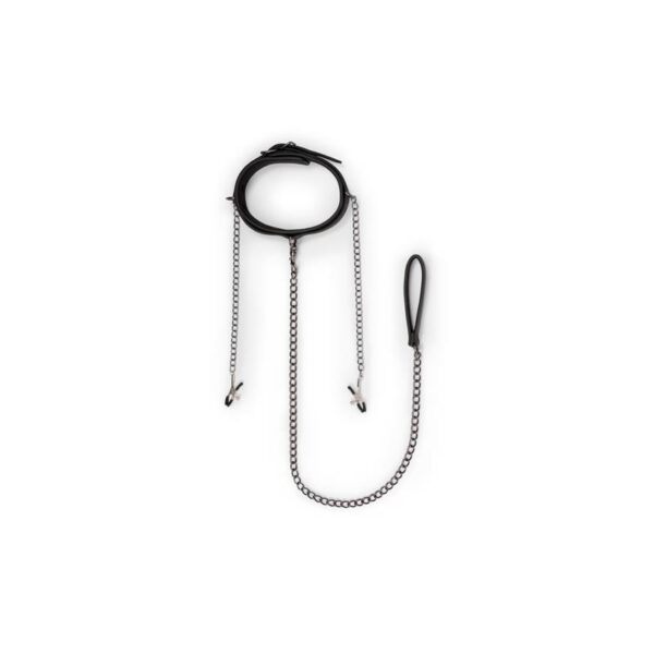 LEATHER COLLAR WITH NIPPLE CHAINS - IMAGE 3