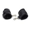 LEATHER HANDCUFFS WITH BIG HOOPS BLACK