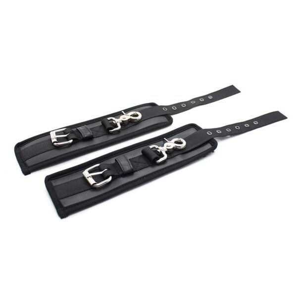 LEATHER HANDCUFFS WITH BIG HOOPS BLACK - IMAGE 5