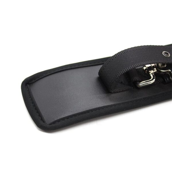 LEATHER HANDCUFFS WITH BIG HOOPS BLACK - IMAGE 6