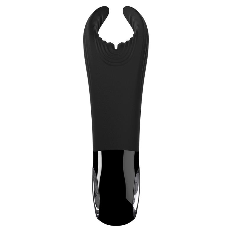 Manta Pleasure Toy Easy Grip Manta Male Masturbator Black showing ergonomic loop handle
