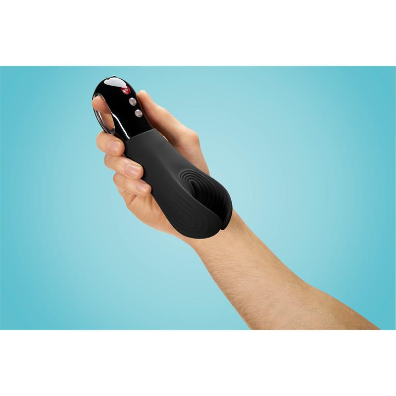 Manta Vibrator Lube Ridges Manta Male Masturbator Black highlighting internal ridges