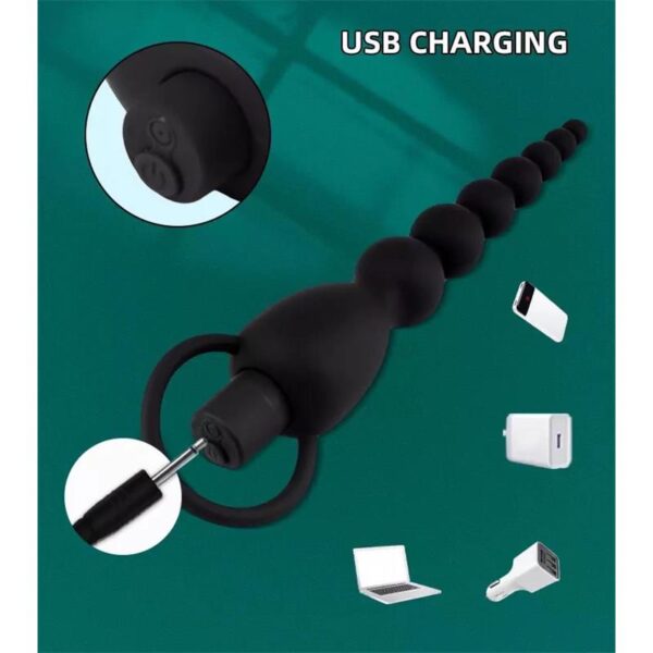 MARBE ANAL CHAIN WITH VIBRATION USB SILICONE - IMAGE 5