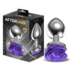 METAL ANAL PLUG WITH PURPLE ROSE BASE SIZE M