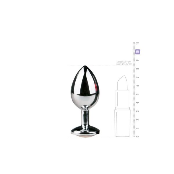 METAL BUTT PLUG NO. 2 - SILVER/CLEAR - IMAGE 3
