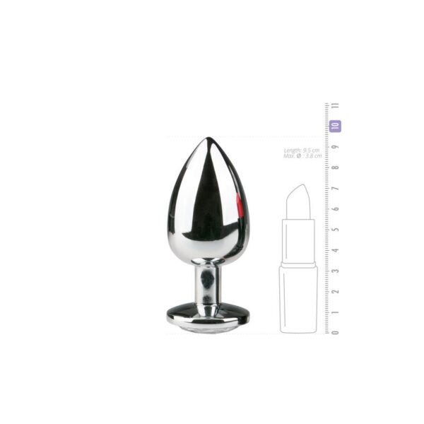 METAL BUTT PLUG NO. 6 - SILVER/CLEAR - IMAGE 3