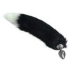 METAL BUTT PLUG WITH BLACK AND WHITE FOX TAIL