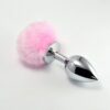METAL BUTT PLUG WITH PINK POMPON SIZE L