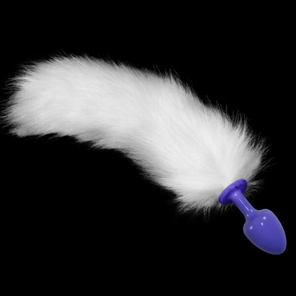 METAL BUTT PLUG WITH WHITE FOX TAIL
