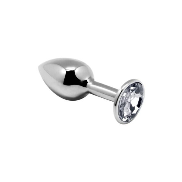 METAL BUTT PLUG WITH WHITE JEWEL SIZE S