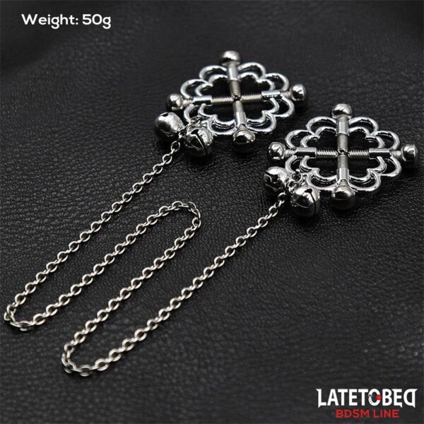 METAL FLOWER NIPPLE CLAMPS WITH CHAIN - IMAGE 2