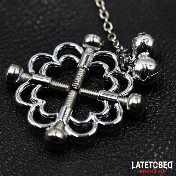 METAL FLOWER NIPPLE CLAMPS WITH CHAIN - IMAGE 4