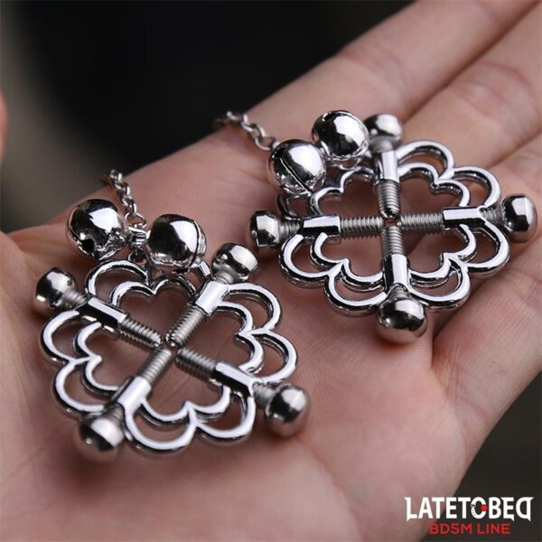 METAL FLOWER NIPPLE CLAMPS WITH CHAIN - IMAGE 5