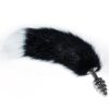 METAL SPIRAL BUTT PLUG WITH BLACK AND WHITE FOX TAIL