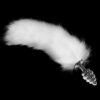 METAL SPIRAL BUTT PLUG WITH WHITE FOX TAIL