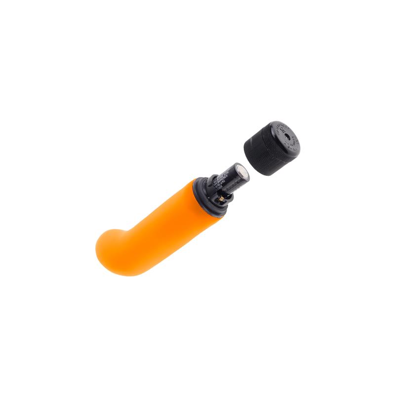 NEON JR. G-SPOT SOFTEES ORANGE 2 NEON JR G-SPOT SOFTEES ORANGE IN HAND DEMONSTRATING SIZE