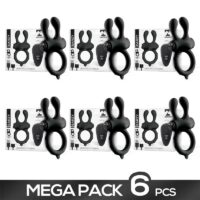 Pack of 6 Earzy Vibrating Penis Ring with Remote Control Magnetic USB Silicone